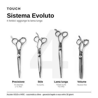 Sistema Evoluto TOUCH - Kit 4 forbici professionali
